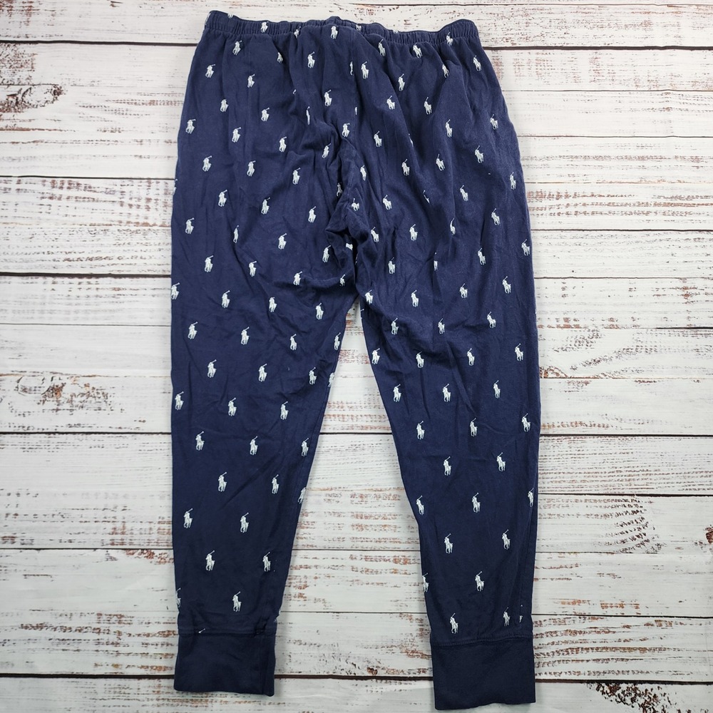 Polo Ralph Lauren Allover Pony Cotton Jogger Men's M Navy Pajama Lounge Pants - Picture 2 of 6